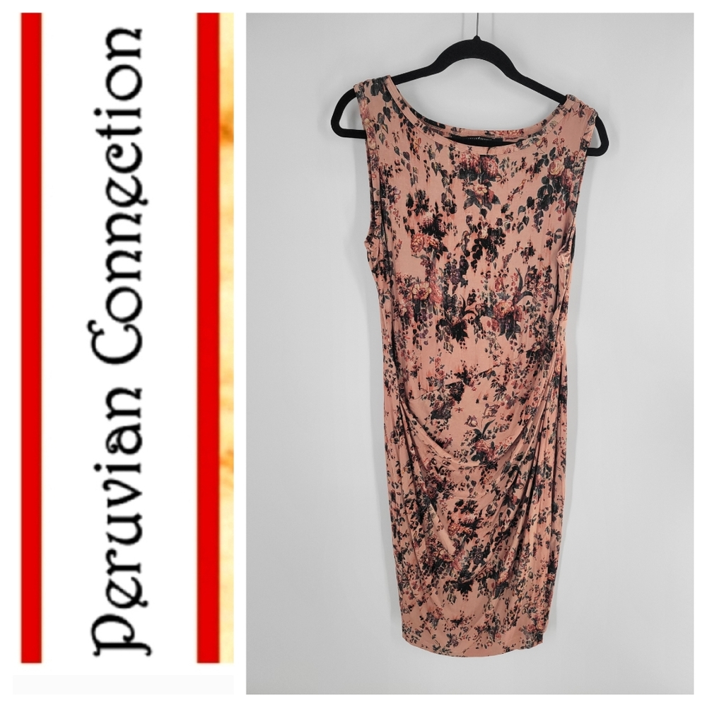 Peruvian Connection‎ Sleeveless Dress Size M Drape Front Viscose